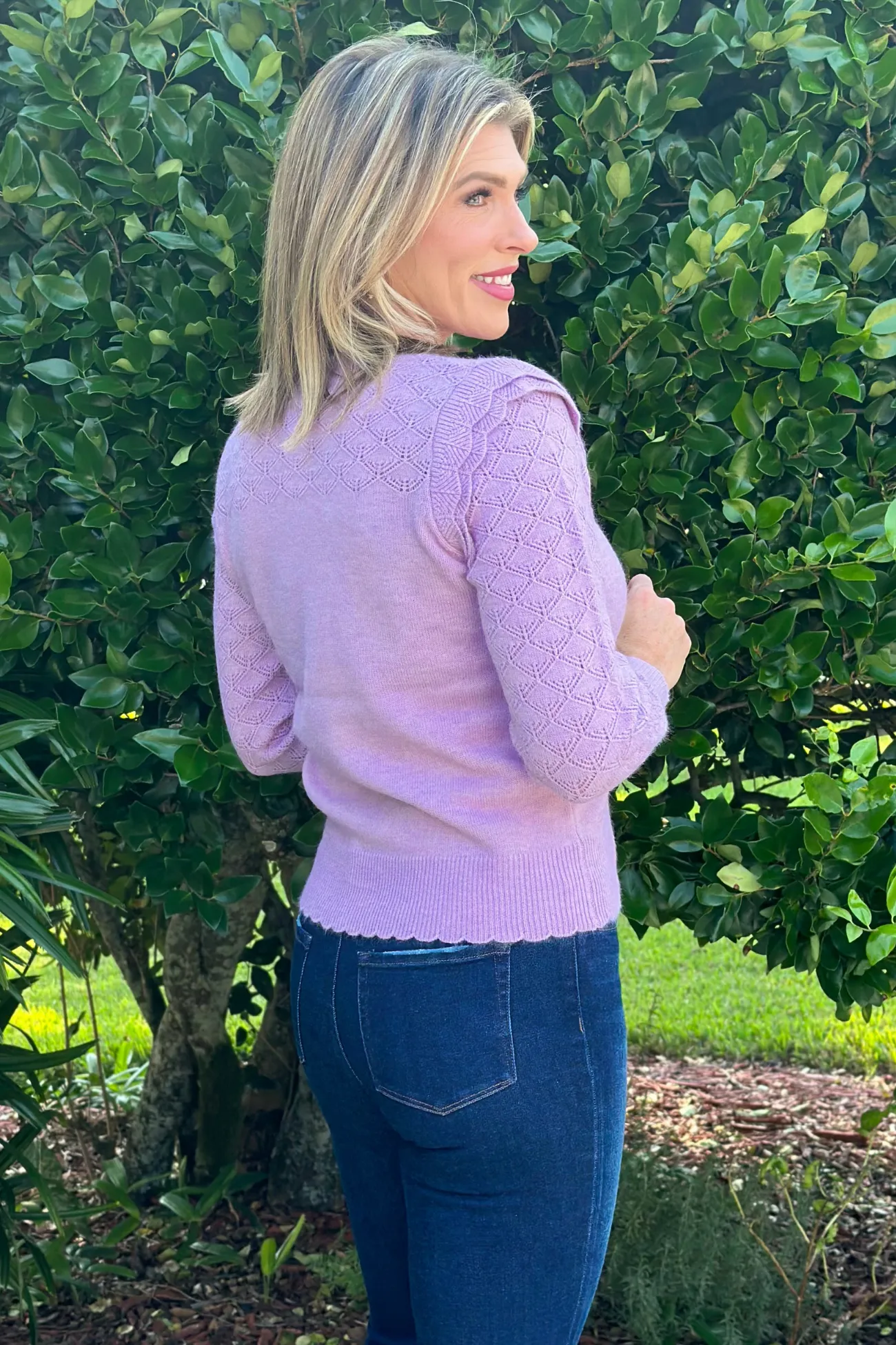 Fall Bliss Ruffled Sleeve Pointelle Sweater