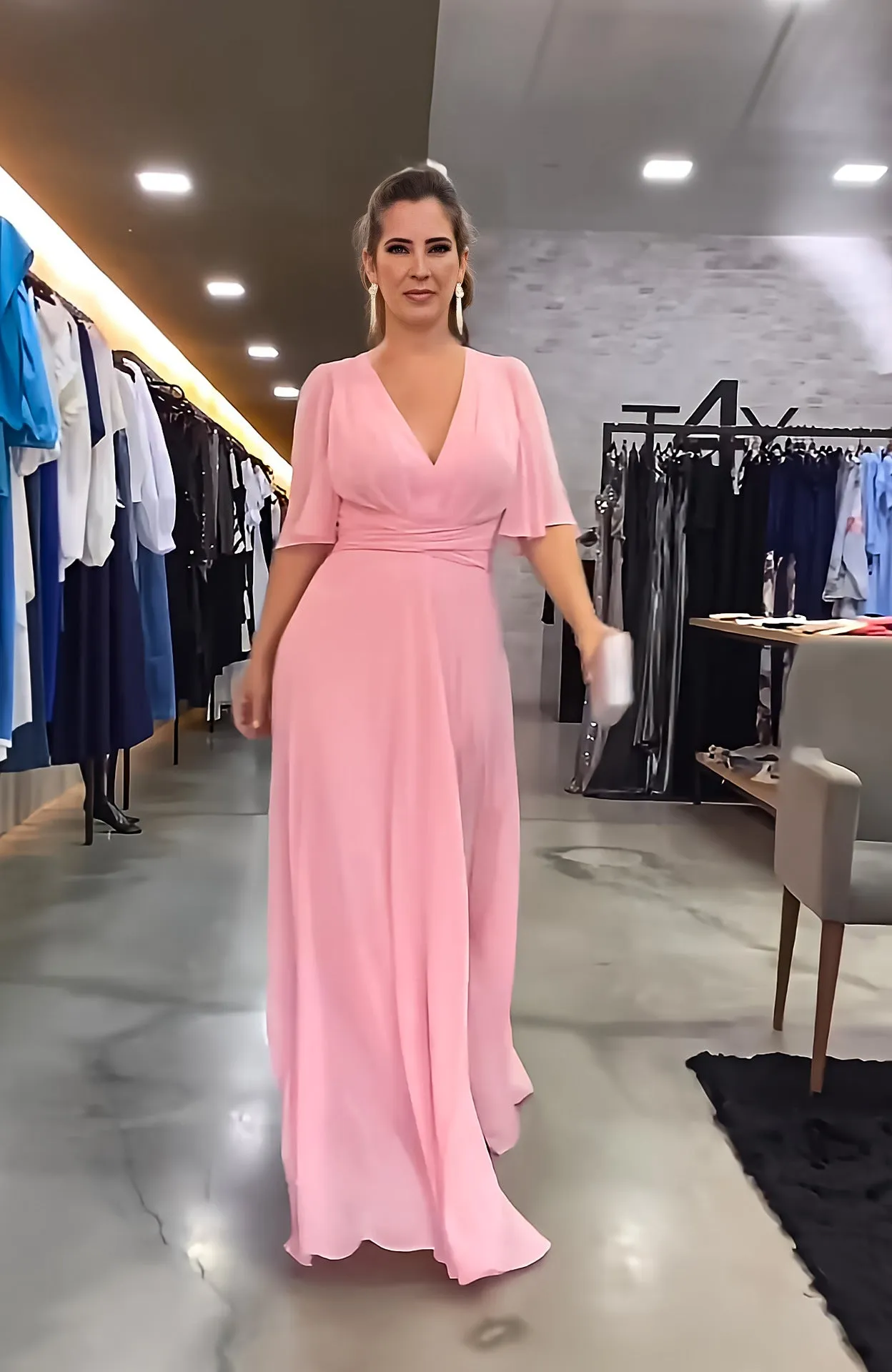 Fashion Chiffon V Neck Long Maxi Dresses