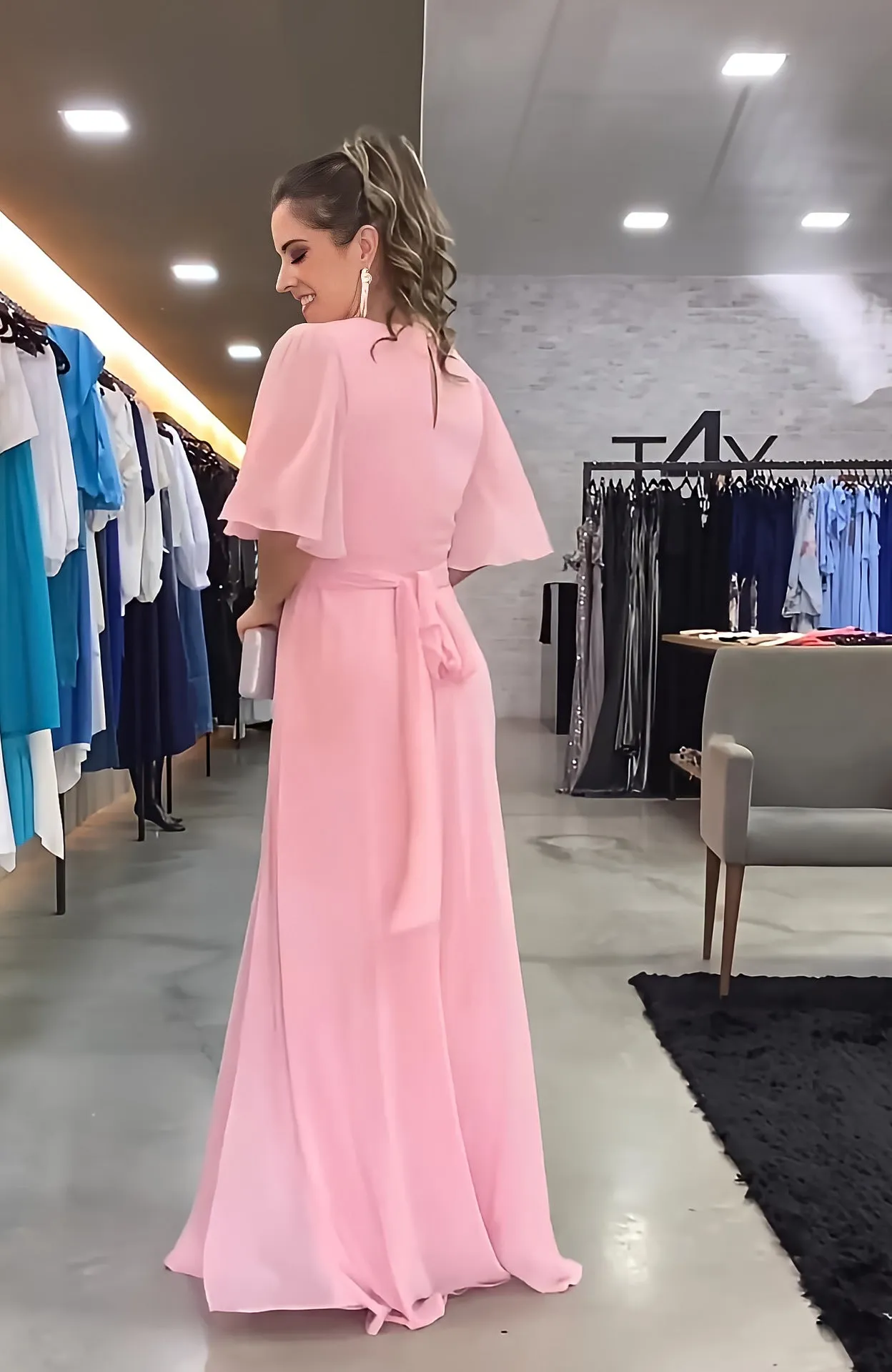 Fashion Chiffon V Neck Long Maxi Dresses
