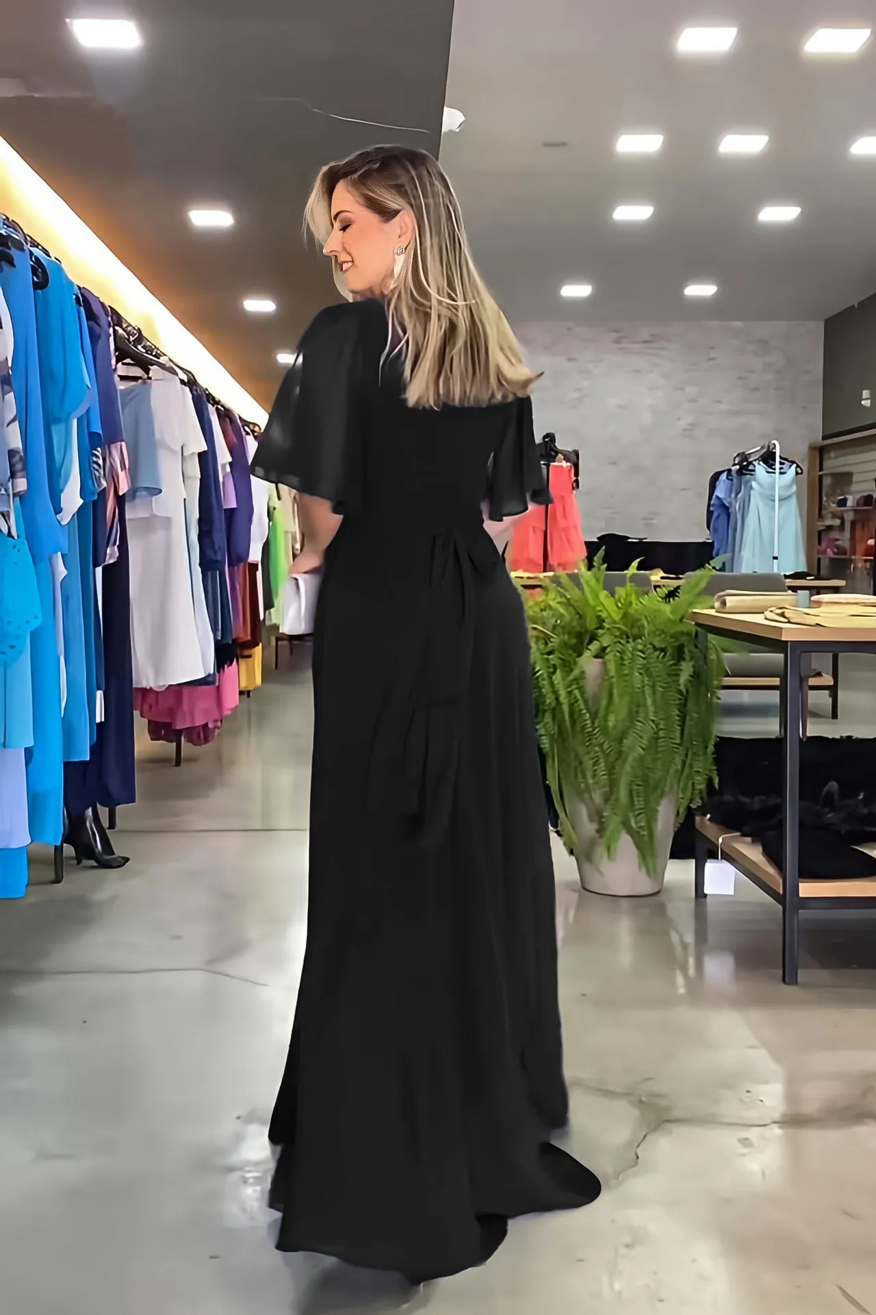 Fashion Chiffon V Neck Long Maxi Dresses