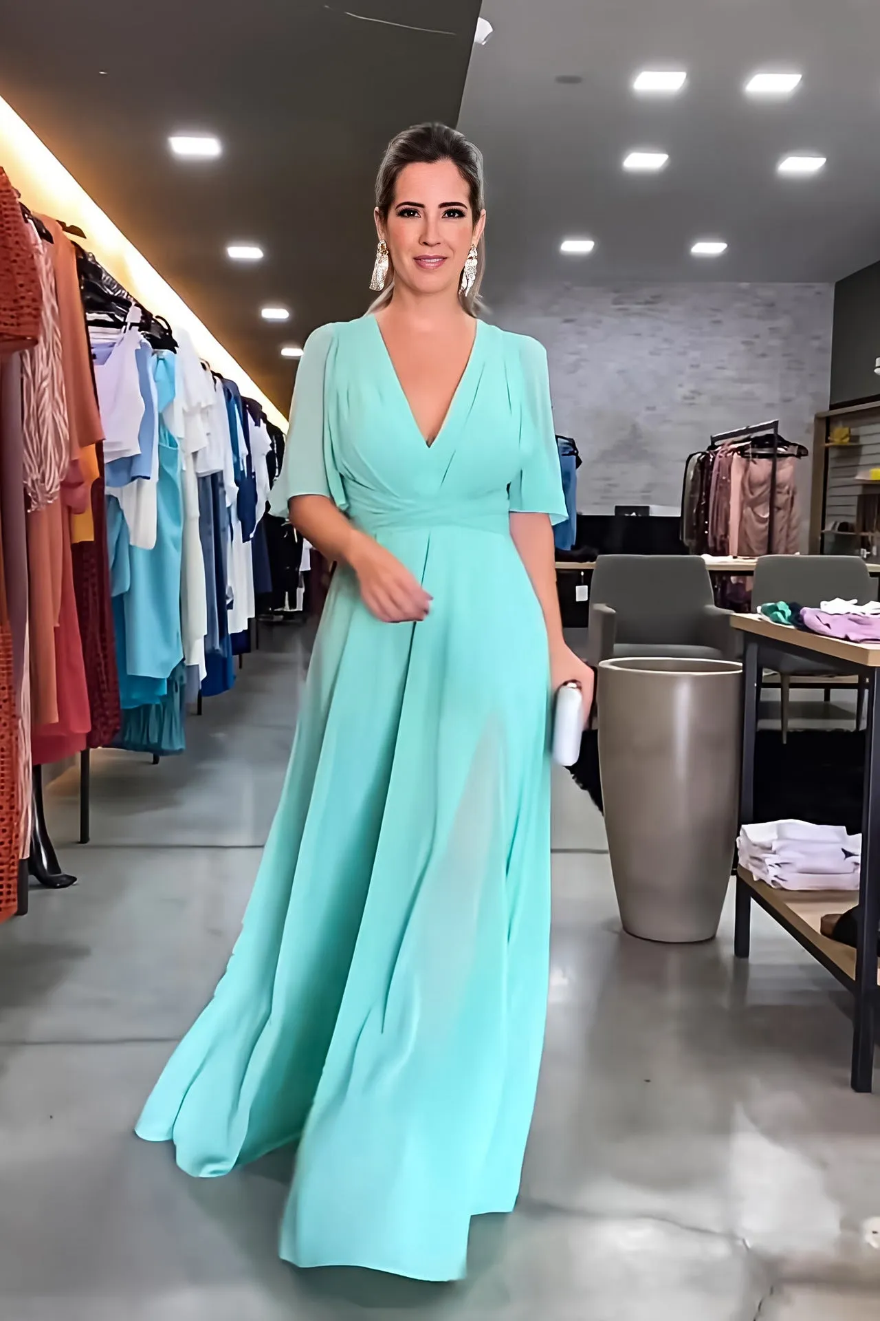 Fashion Chiffon V Neck Long Maxi Dresses