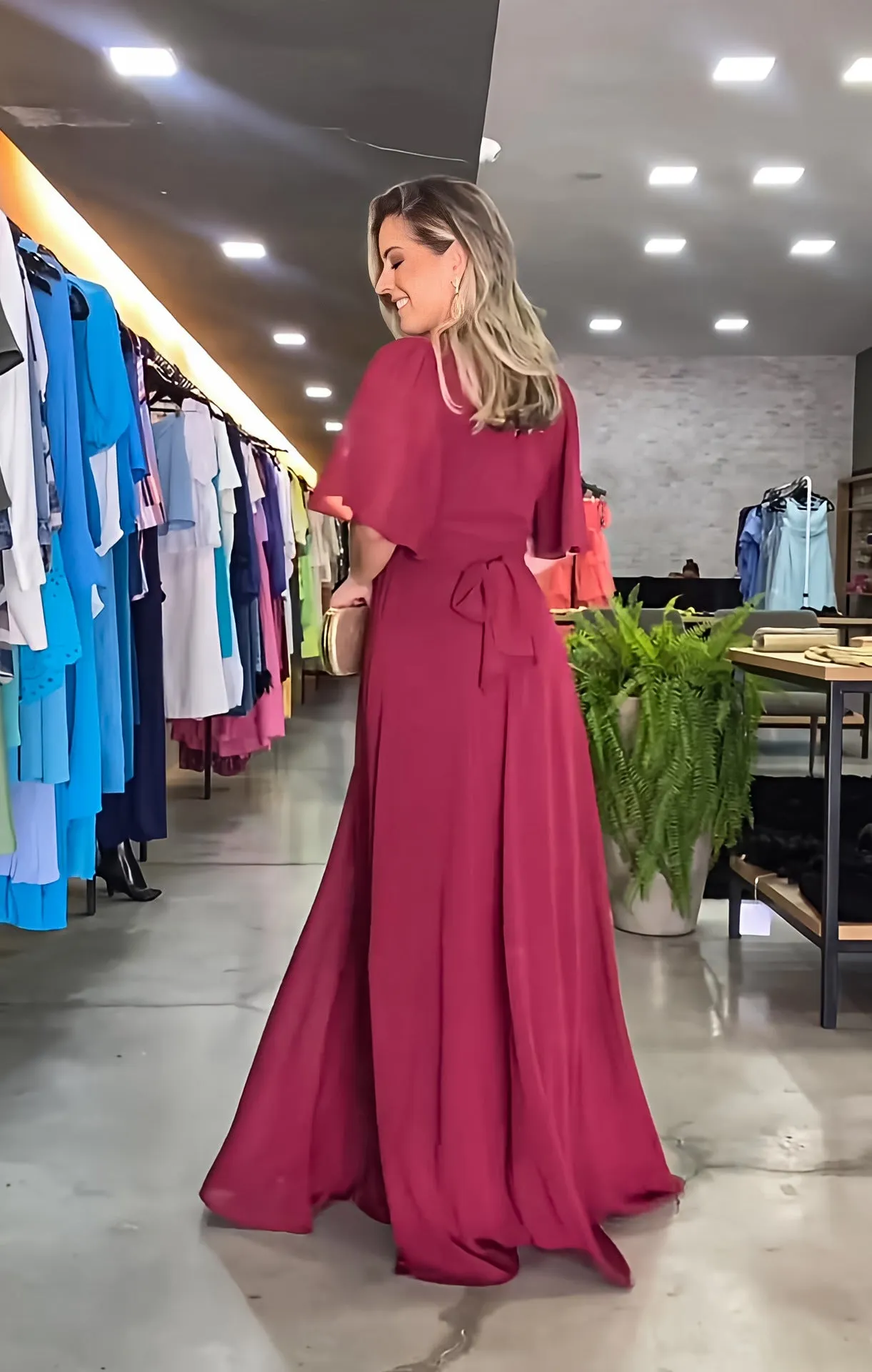 Fashion Chiffon V Neck Long Maxi Dresses