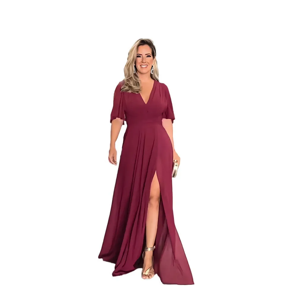 Fashion Chiffon V Neck Long Maxi Dresses