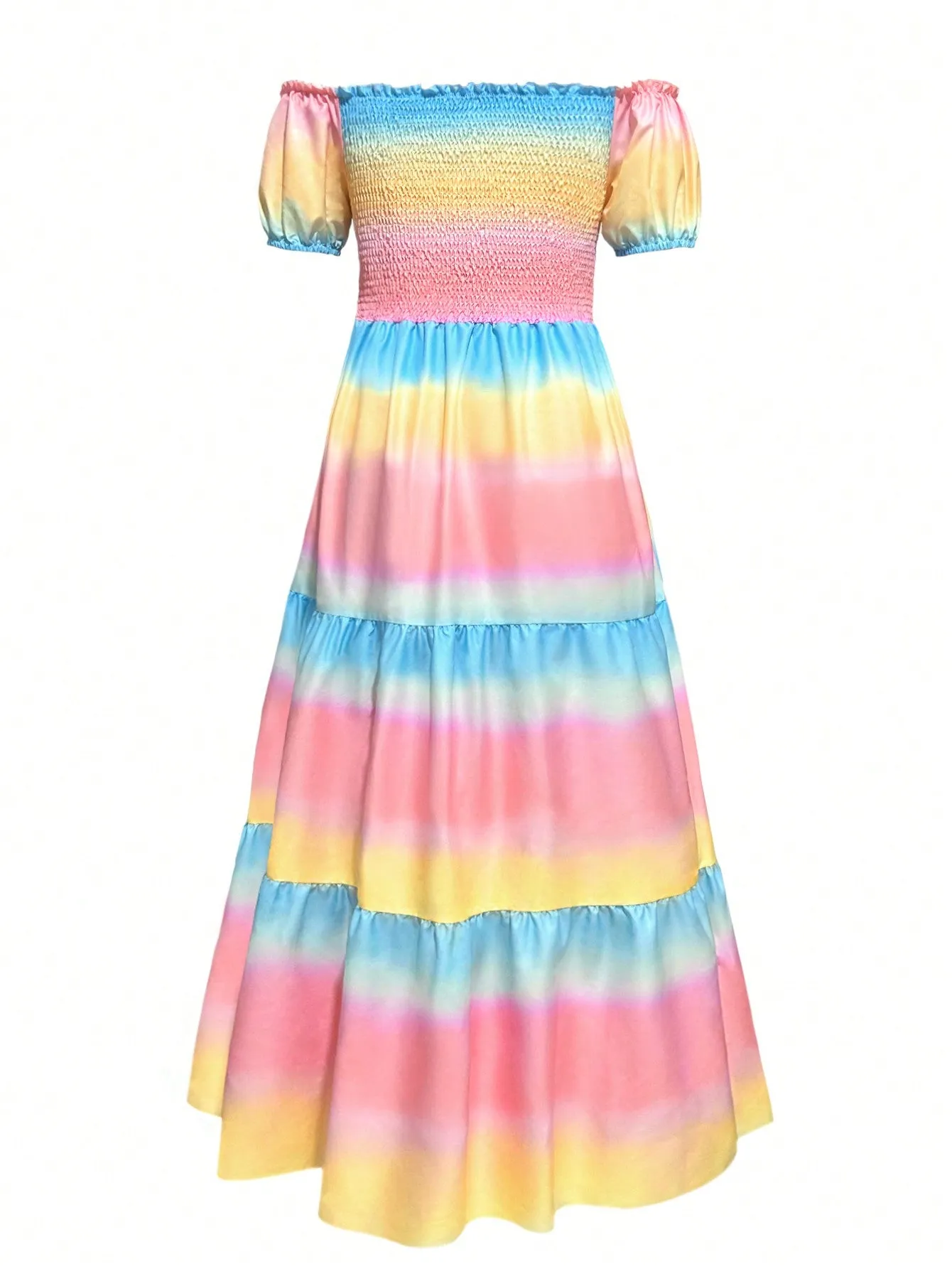 Fashionable Gradient Off-Shoulder Sleeveless Long Dress
