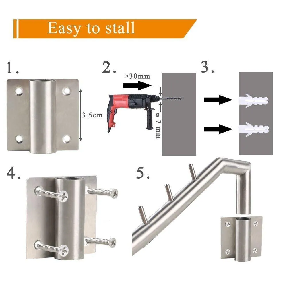 FJSM Wall Mounted Clothes Drying Rack 2 Pack Laundry Clothes Hanger Rack Hooks Stainless Steel Heavy Duty Clothes Hanger Rod with Swing Arm Towel Holder Closet Storage Organizer for Bath Bedrooms