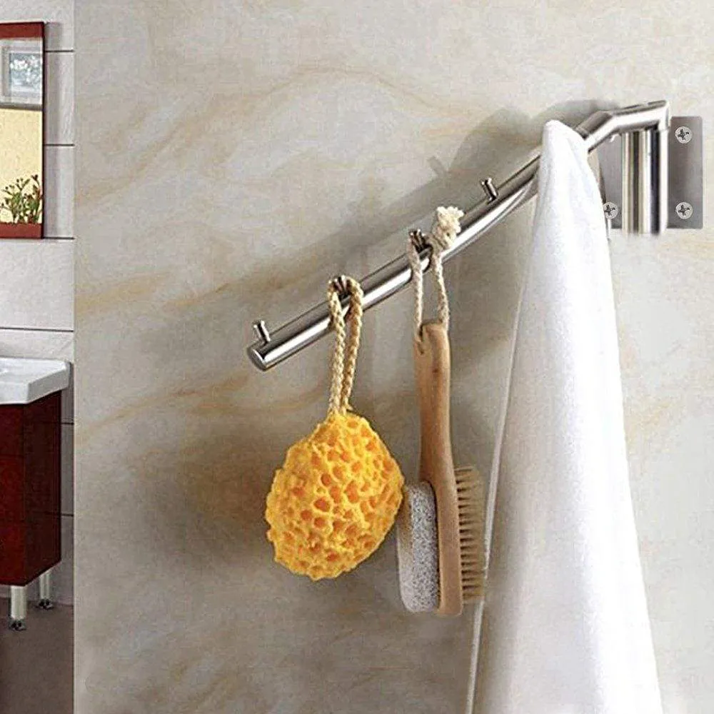 FJSM Wall Mounted Clothes Drying Rack 2 Pack Laundry Clothes Hanger Rack Hooks Stainless Steel Heavy Duty Clothes Hanger Rod with Swing Arm Towel Holder Closet Storage Organizer for Bath Bedrooms
