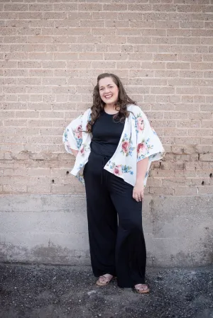 Floral Print Kimono in Ivory