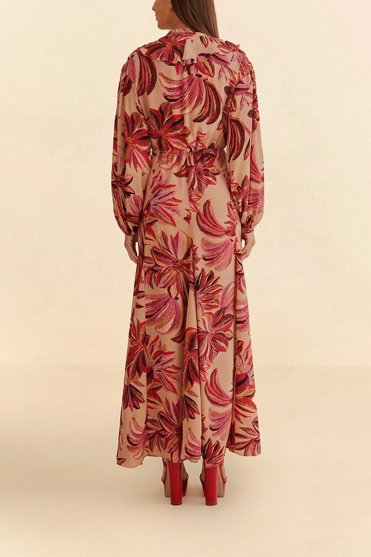 Floral Tapestry V-Neck Maxi Dress