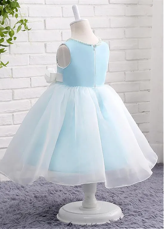 Flower Girl Dresses With Handmade Flower & Pearls