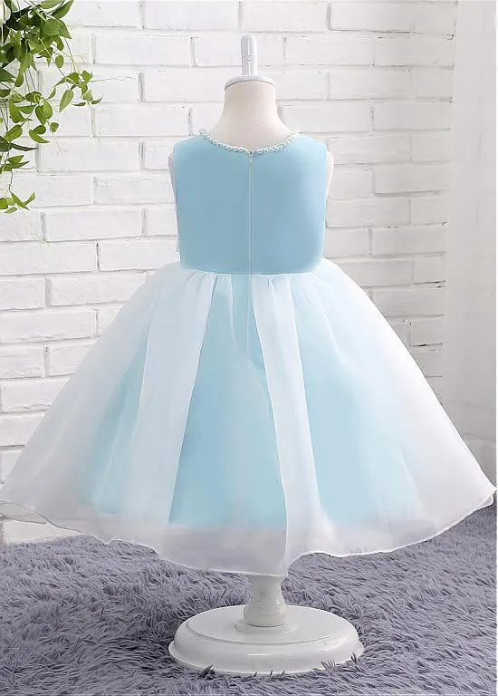 Flower Girl Dresses With Handmade Flower & Pearls
