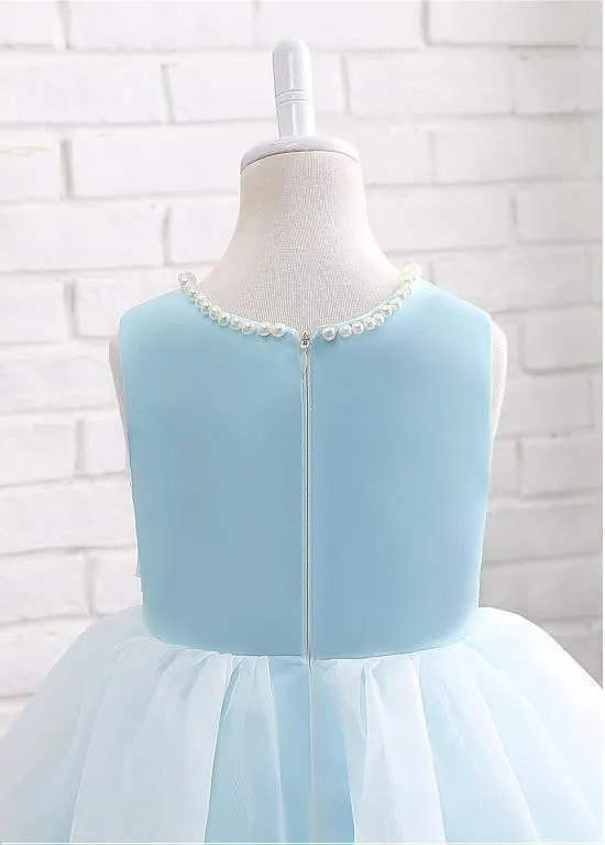 Flower Girl Dresses With Handmade Flower & Pearls
