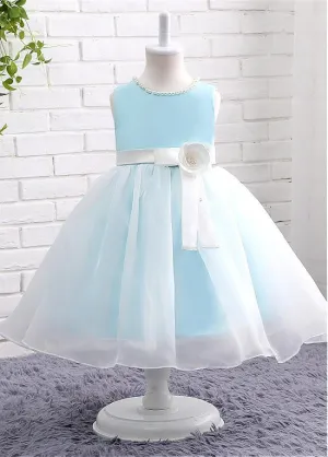 Flower Girl Dresses With Handmade Flower & Pearls