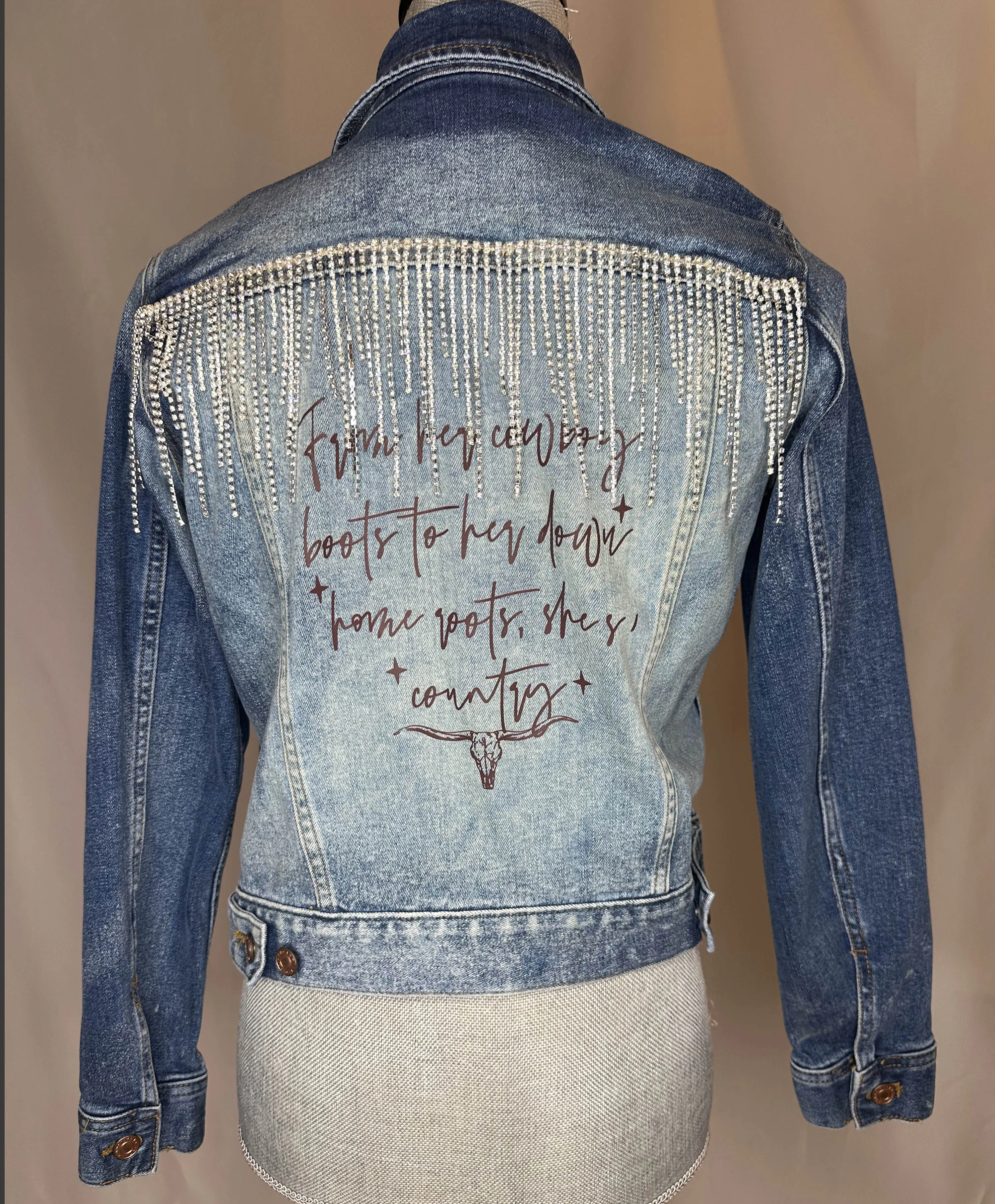 Full Crystal Elite Womens Denim Jacket