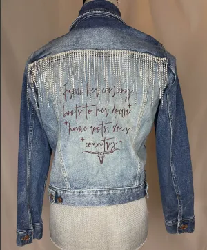 Full Crystal Elite Womens Denim Jacket