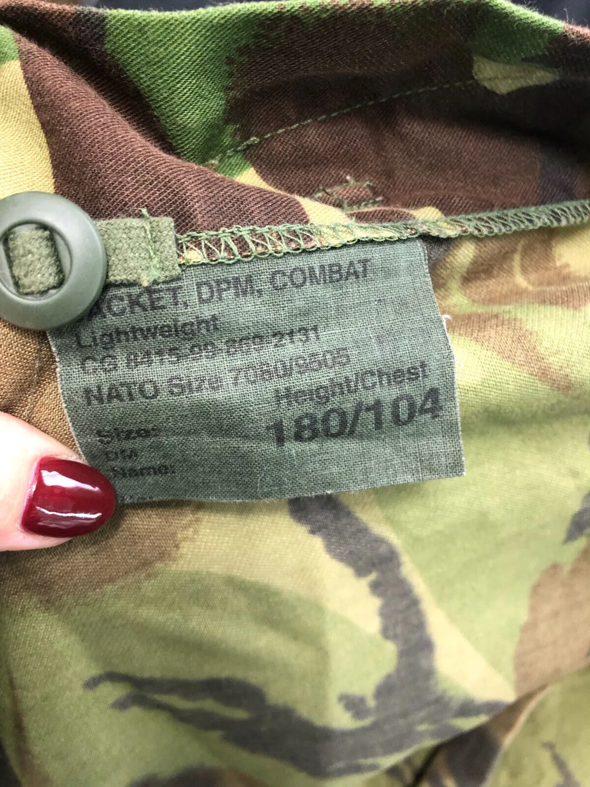 Genuine British Army Camouflage DPM Jacket - Size 180/104