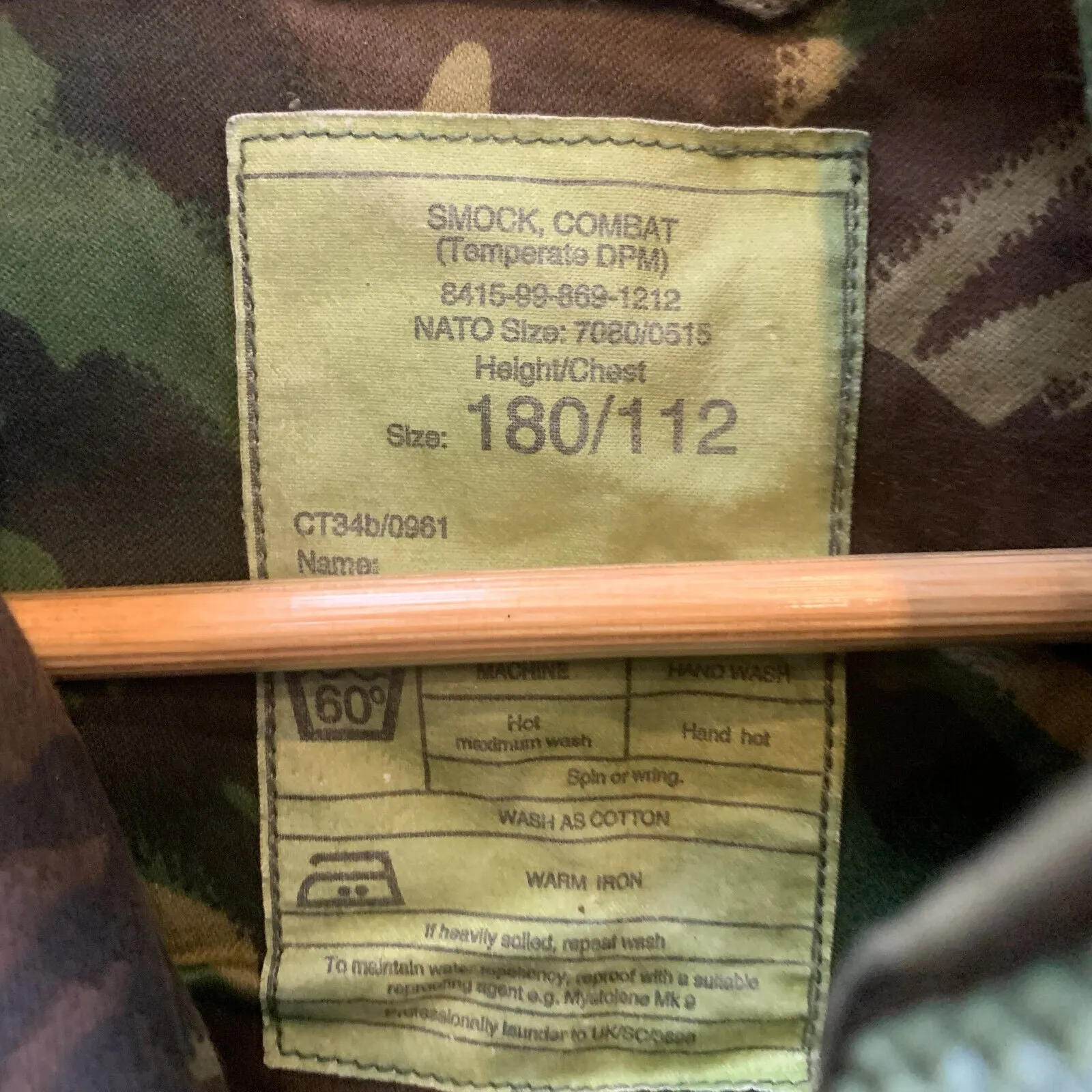 Genuine British Army Jungle DPM Camouflage Smock Combat Jacket - Size 180/112