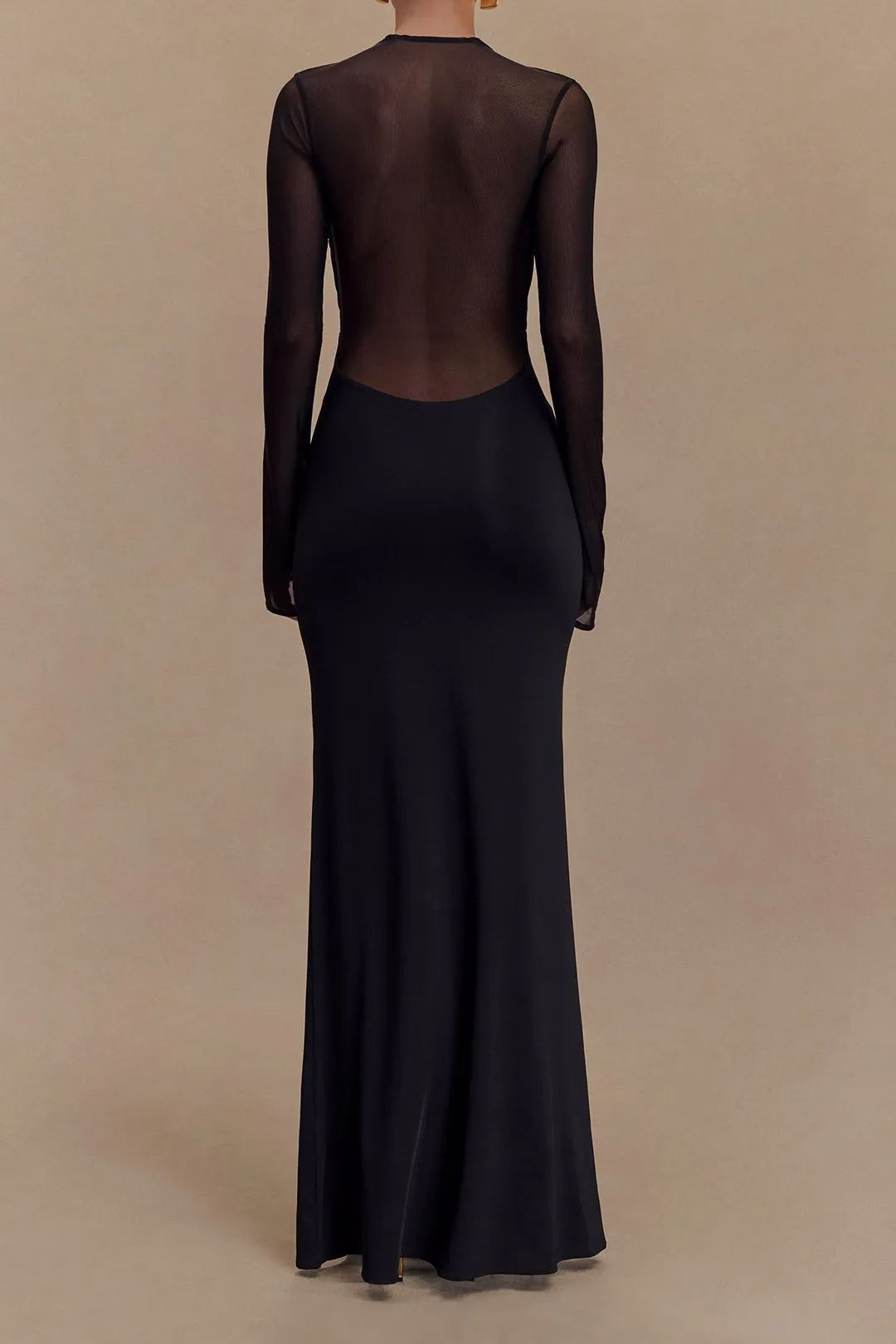 Gillian - Elegant Crossed Mesh Sheer Design Woman's Maxi Dress
