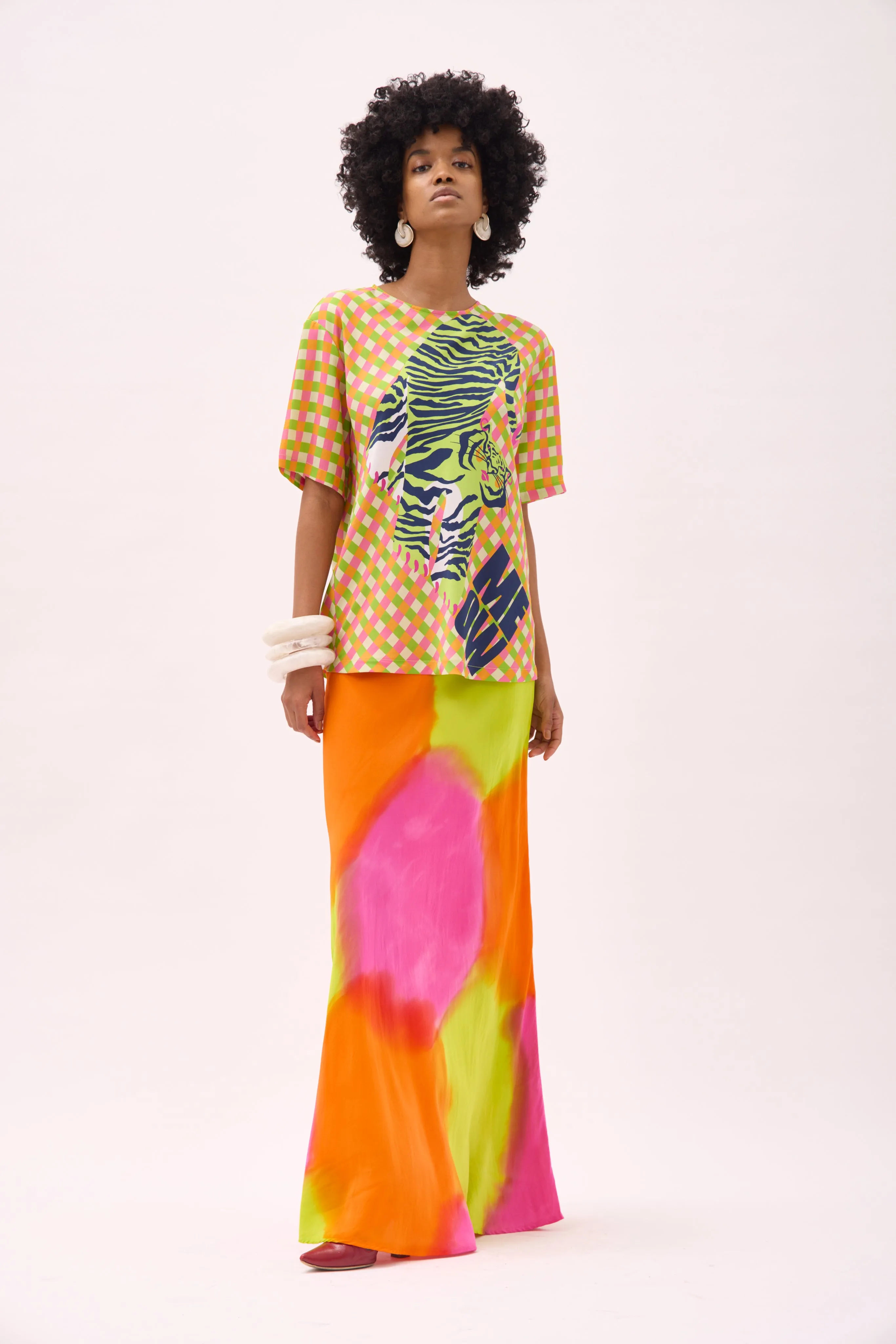 GINO BIAS CUT T-SHIRT - TIGER PRINT