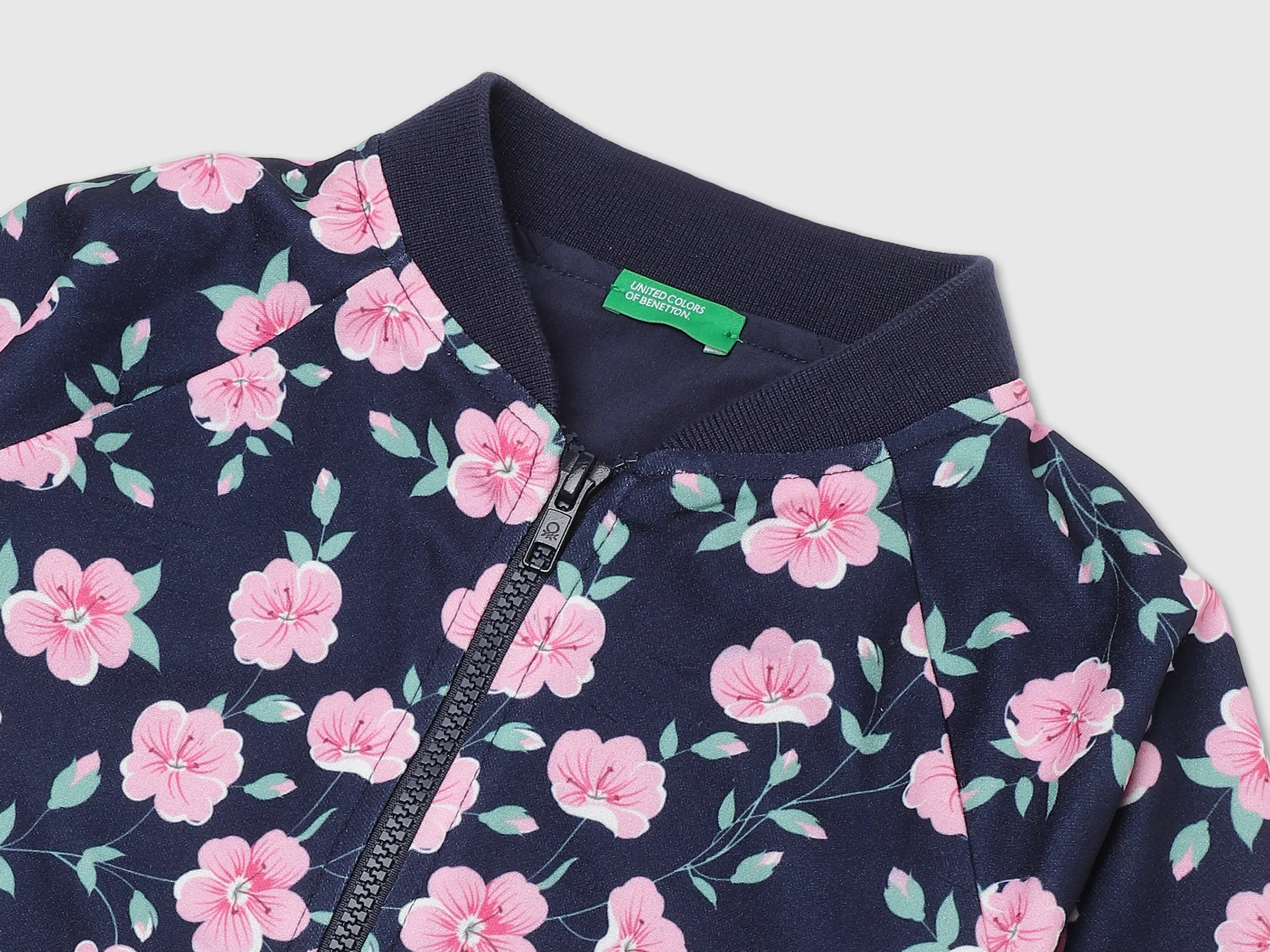 Girls Navy Long Sleeve Printed Jacket
