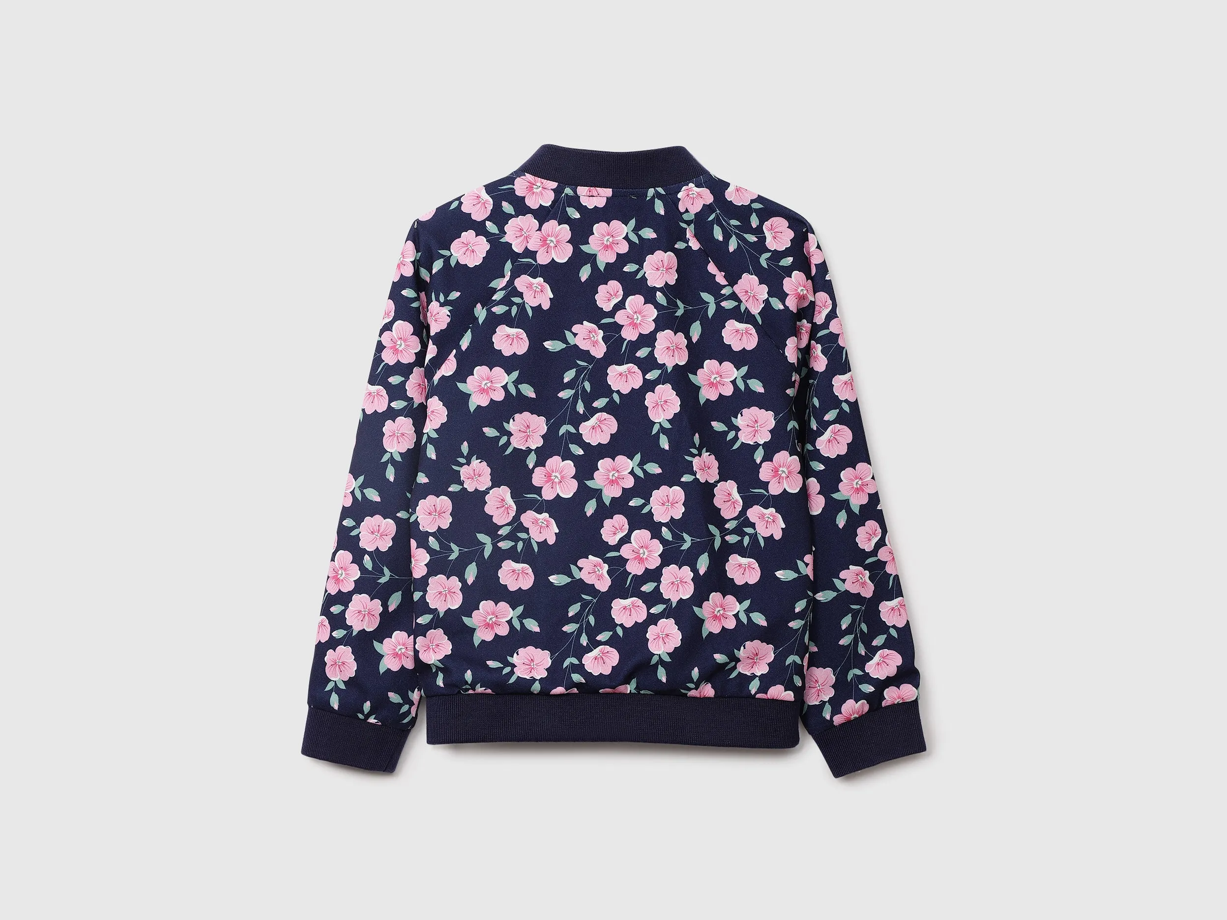 Girls Navy Long Sleeve Printed Jacket