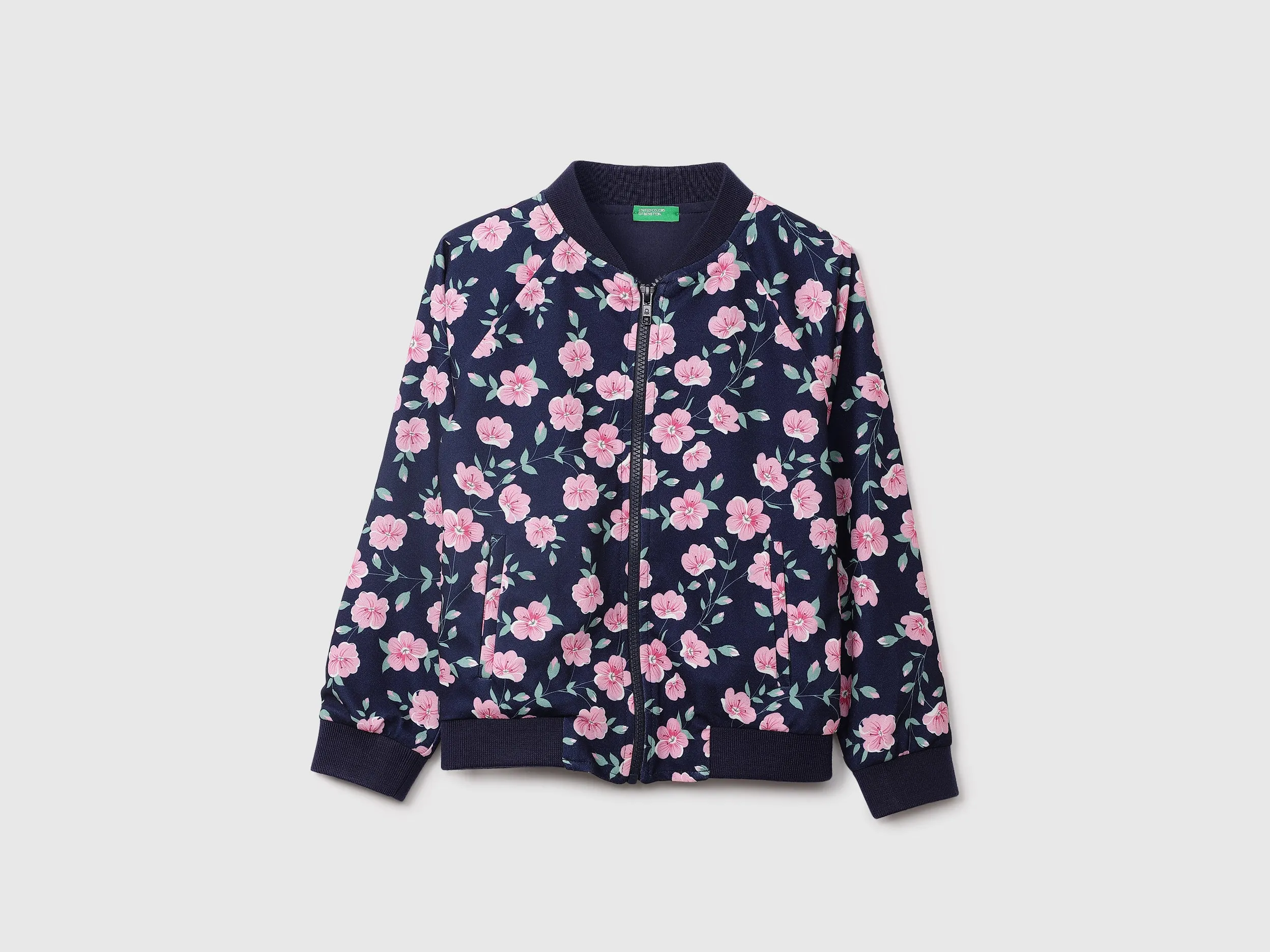Girls Navy Long Sleeve Printed Jacket
