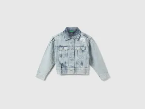 Girls Solid Shirt Collar Jacket