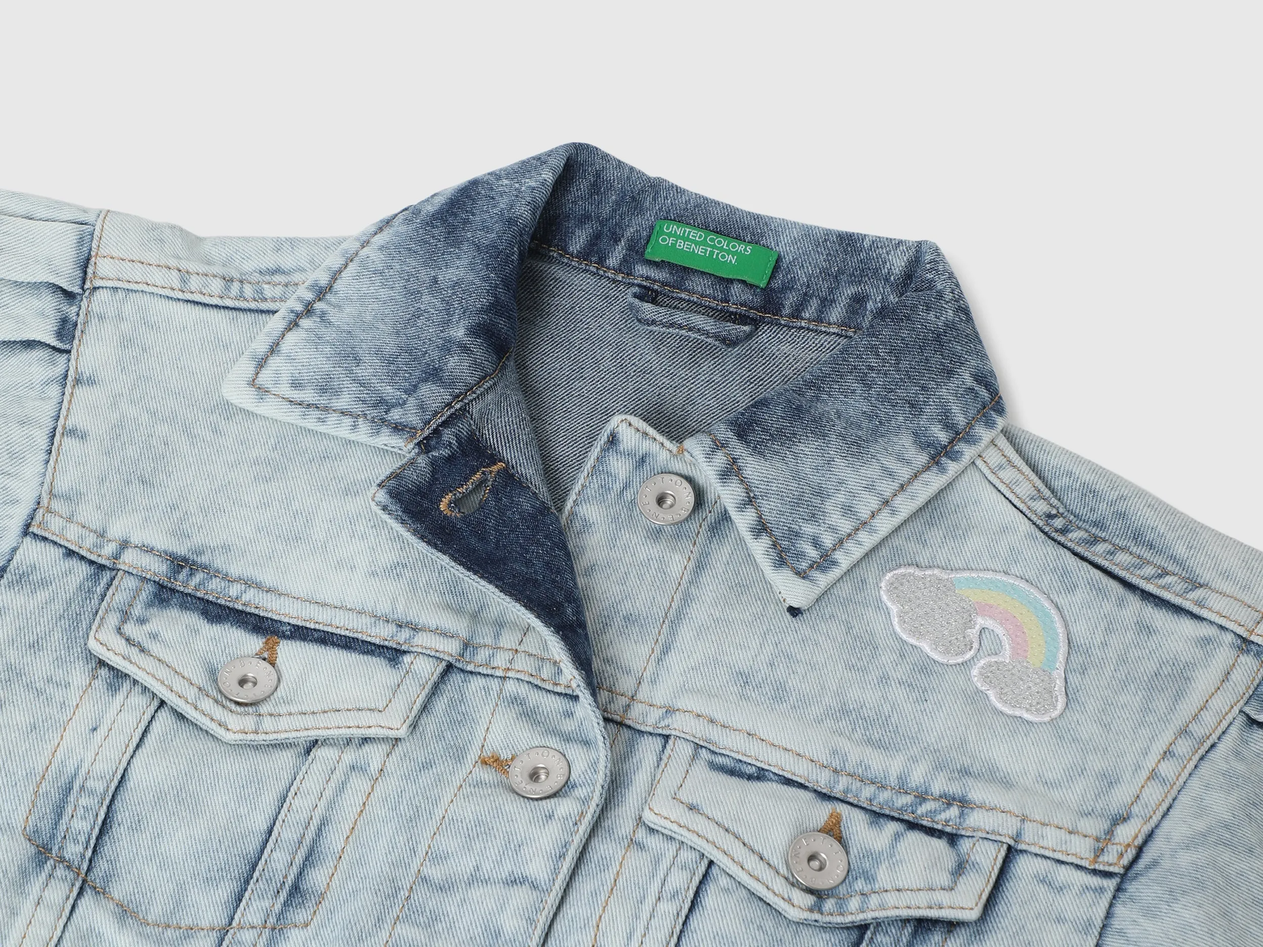 Girls Solid Shirt Collar Jacket