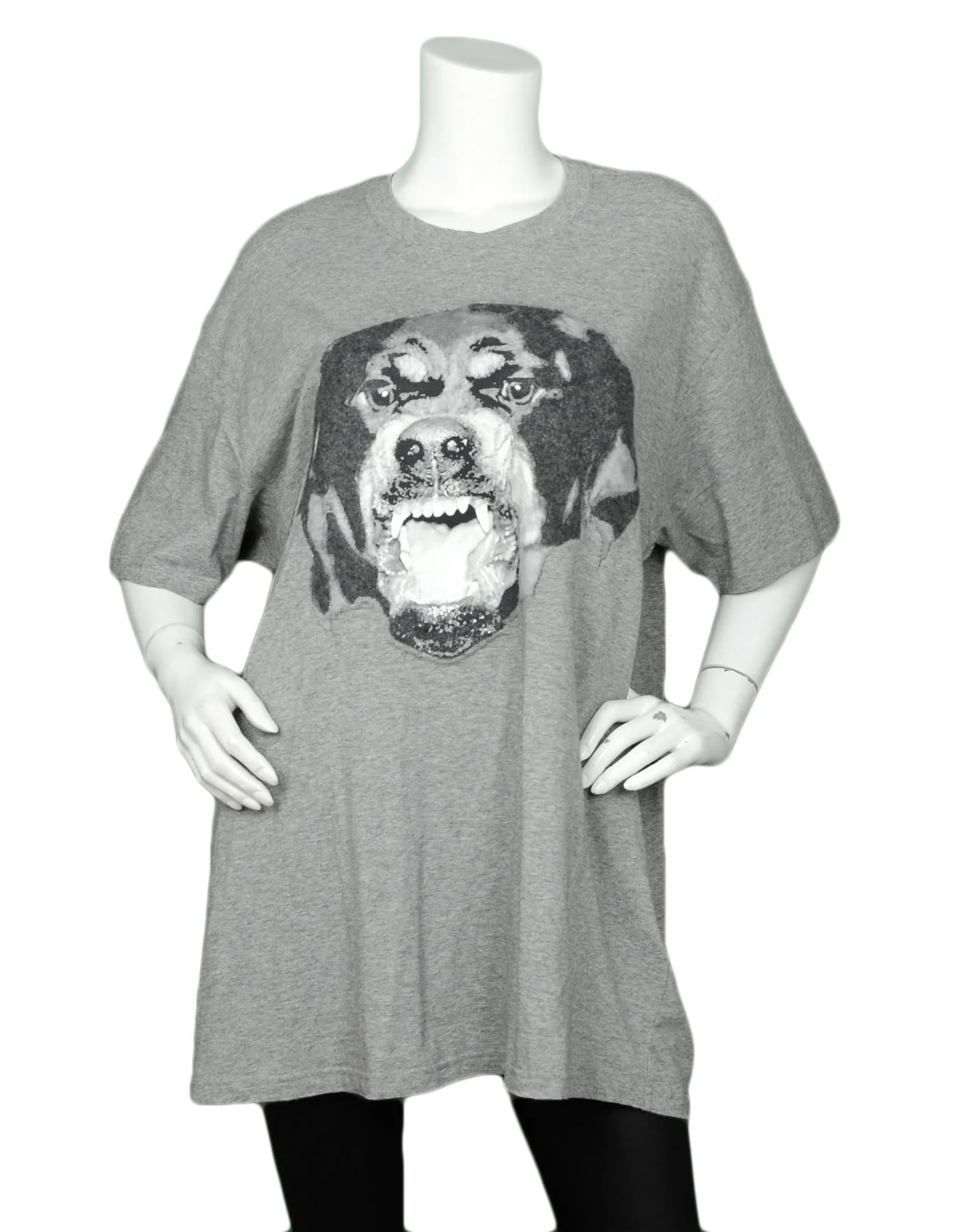 Givenchy Men's Grey Cuban Fit Rottweiler Printed T-Shirt sz XL