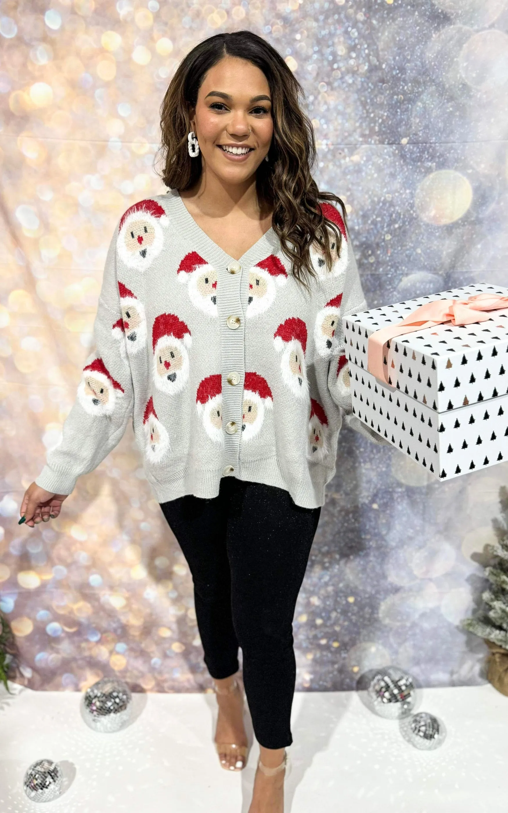 Hairy Santa Face Sweater Cardigan - Final Sale