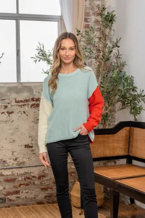 Hazel Blues® |  Sew In Love Color Block Drop Shoulder Sweater