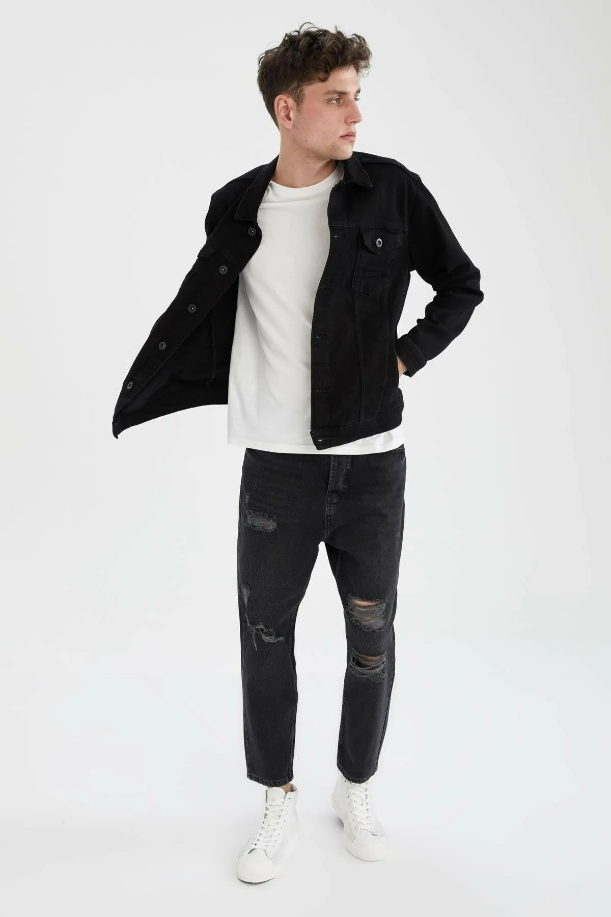 HB Mens Denim Jacket Stretchable Fine Lycra