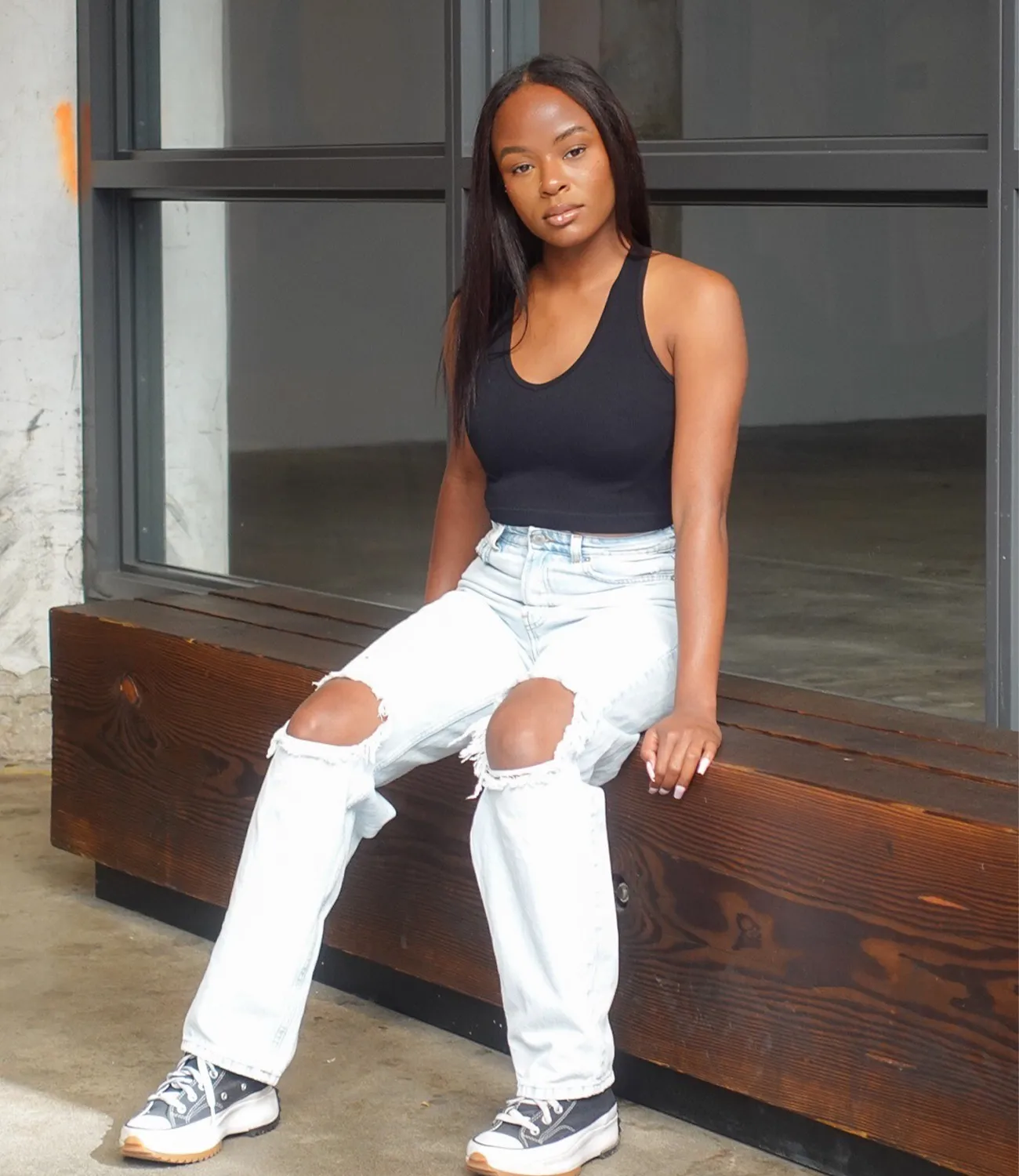 Heat Wave Ribbed Basic Top(Black)