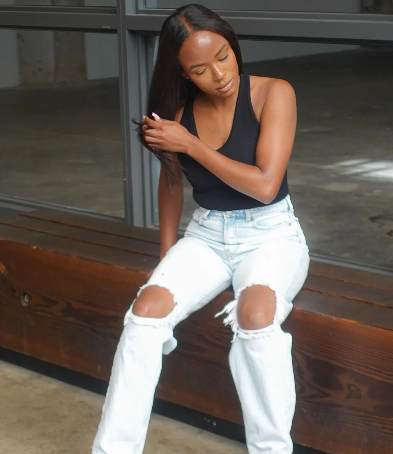 Heat Wave Ribbed Basic Top(Black)
