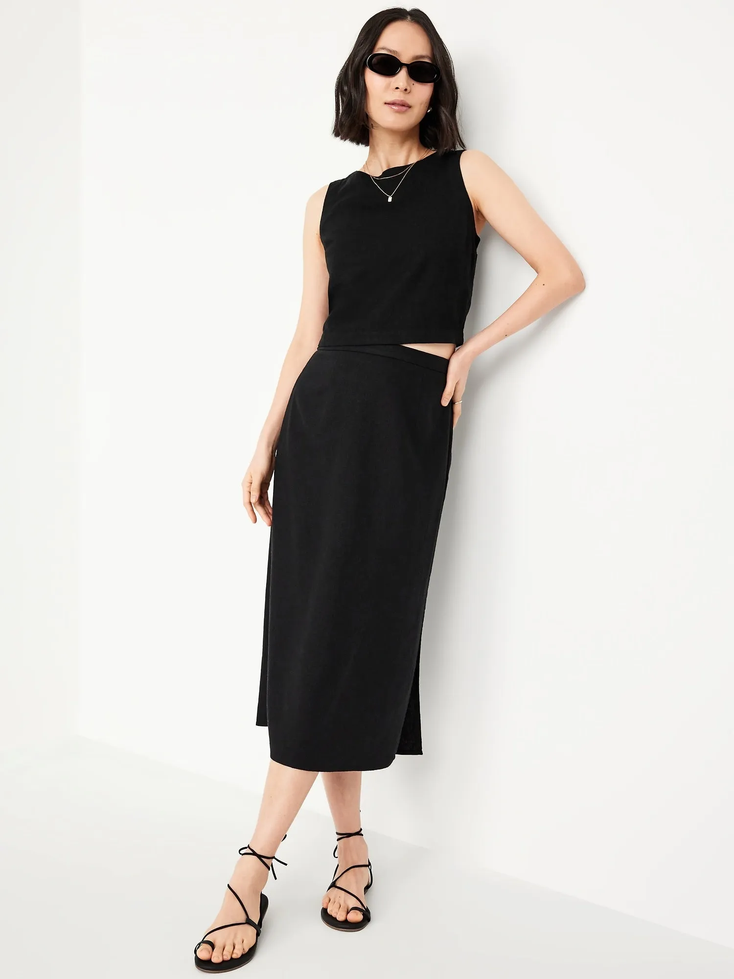 High-Neck Button-Back Top