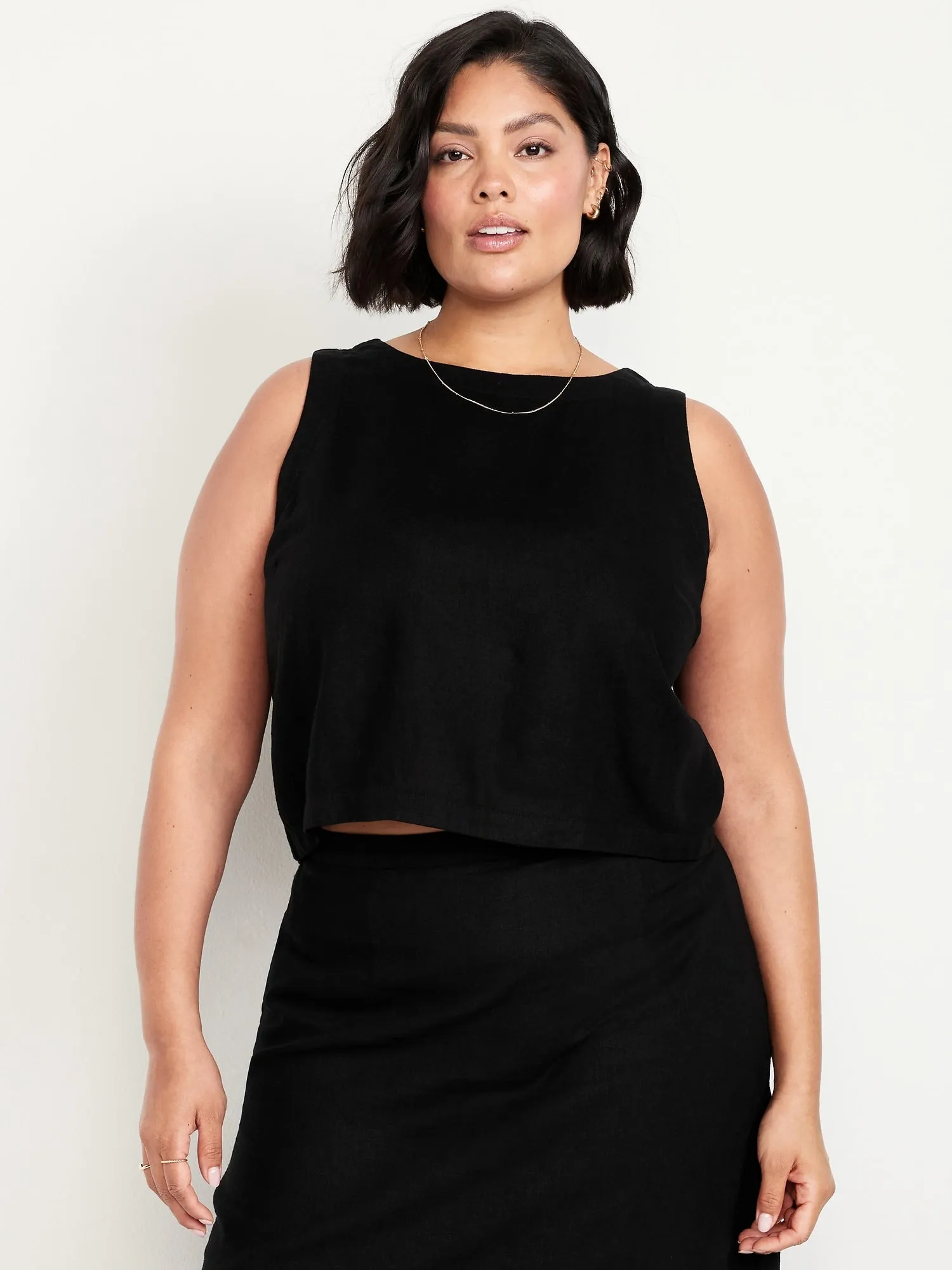 High-Neck Button-Back Top