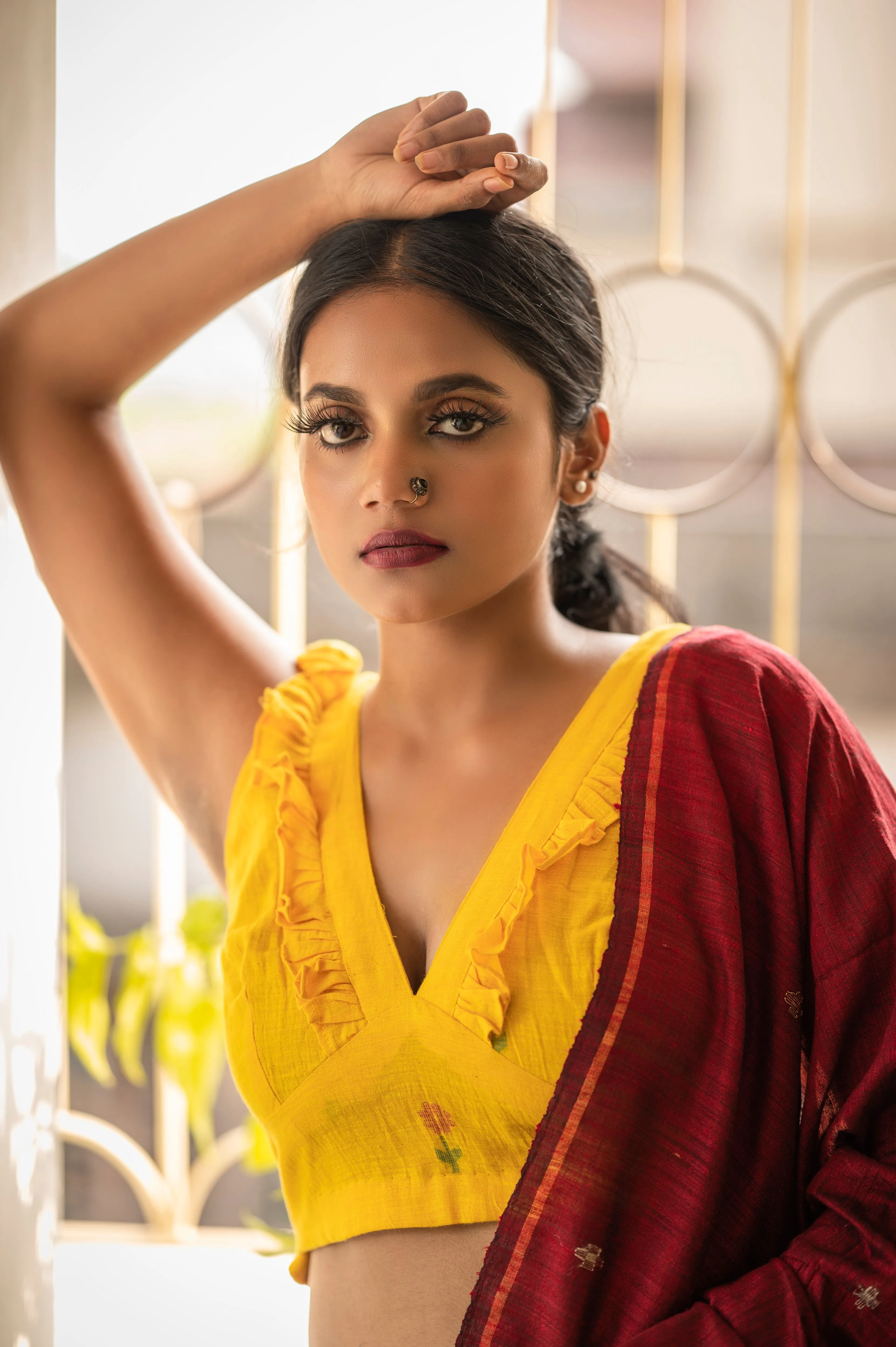 Holud ful-  Handwoven Yellow  Jamdani Blouse