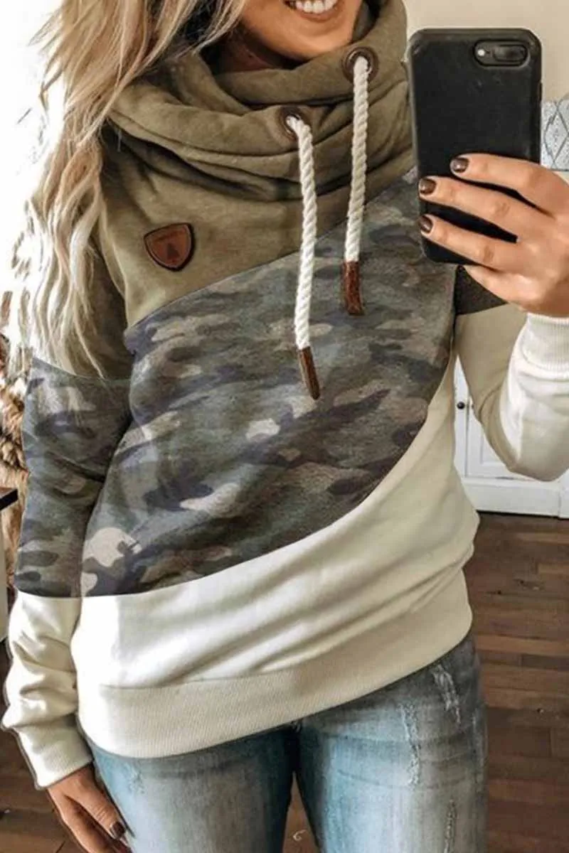 Hooded Loose Splicing Top(5 Colors)