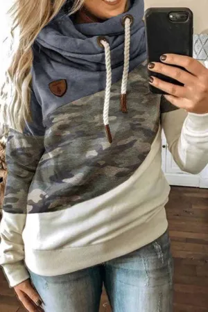 Hooded Loose Splicing Top(5 Colors)