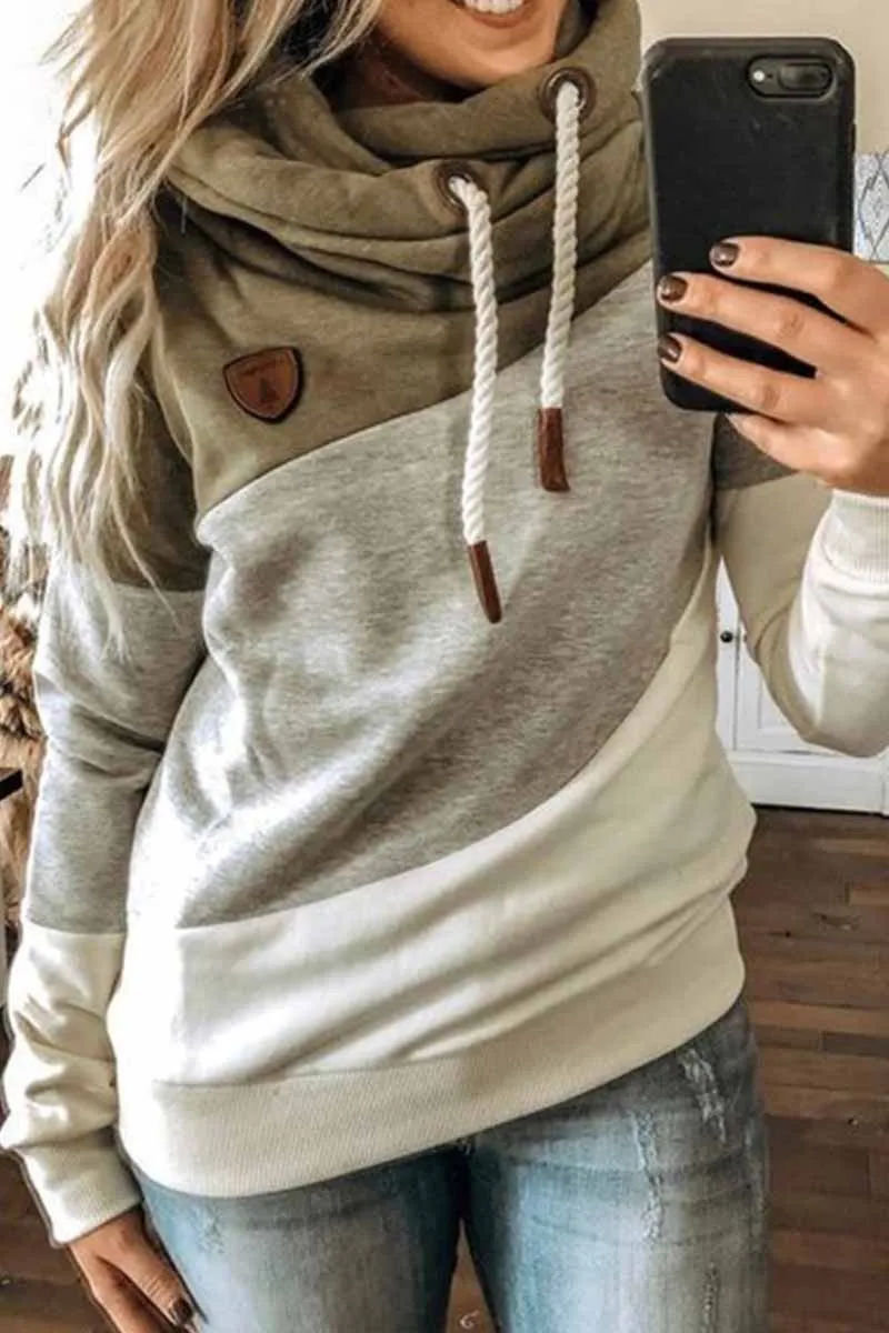 Hooded Loose Splicing Top(5 Colors)