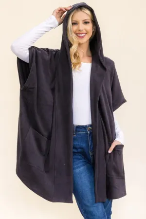 Hooded Waffle Fleece Poncho