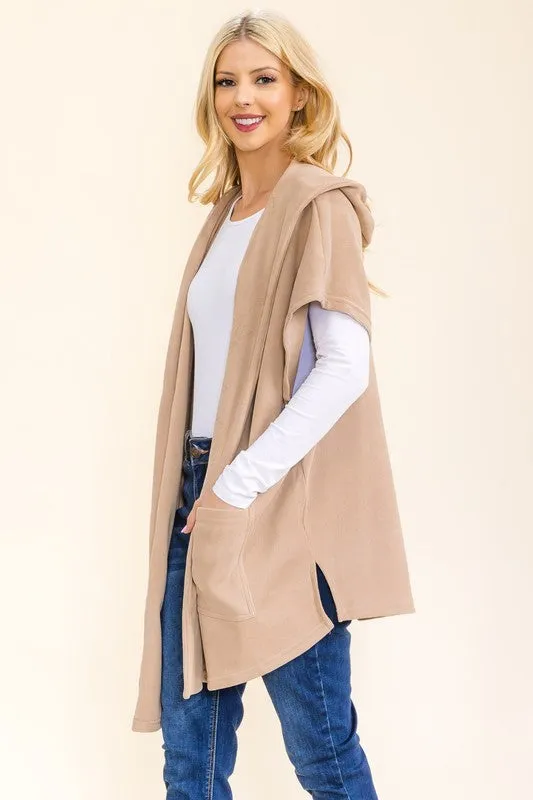 Hooded Waffle Fleece Poncho