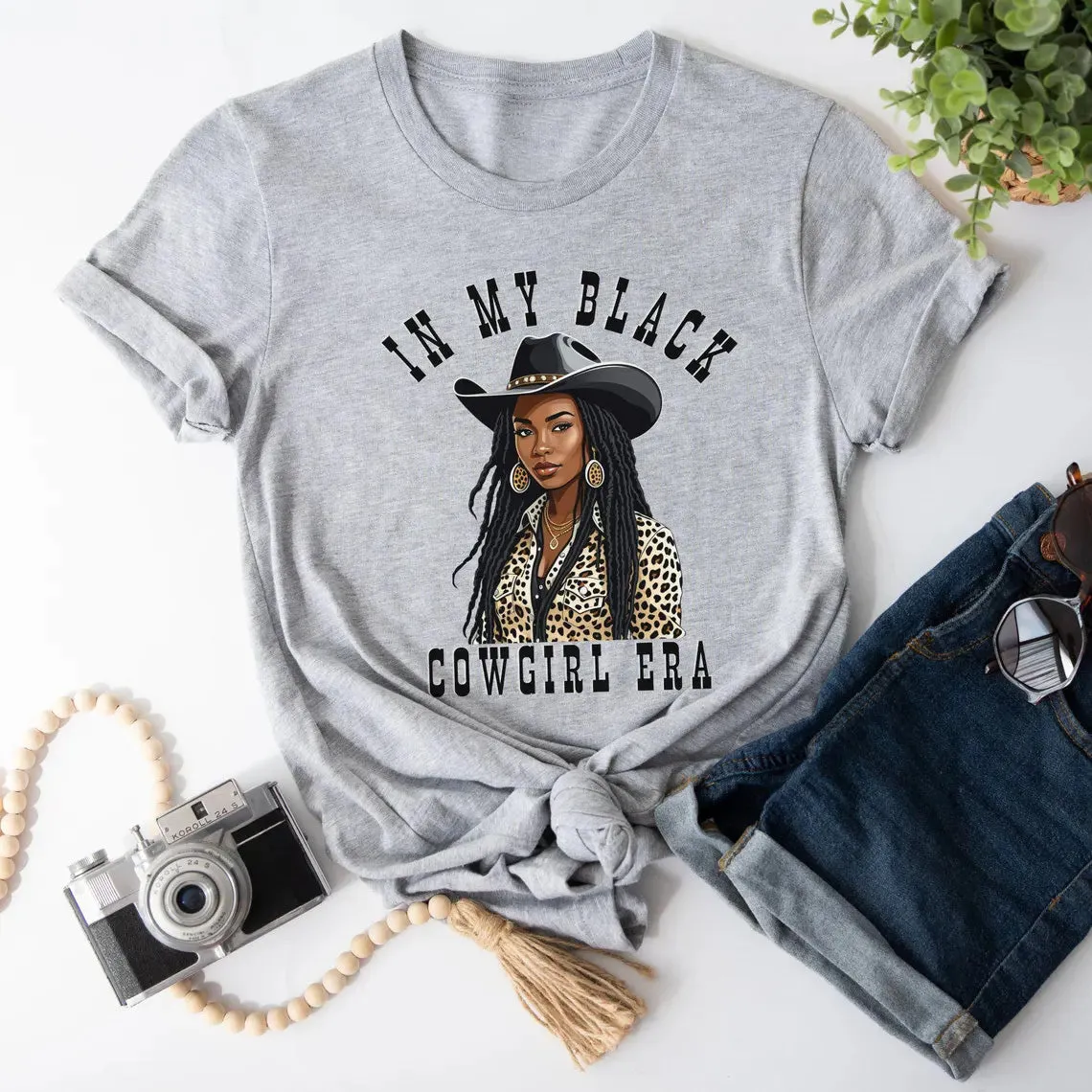 In My Black Cowgirl Era Crew Neck Short Sleeve Cotton T-shirt