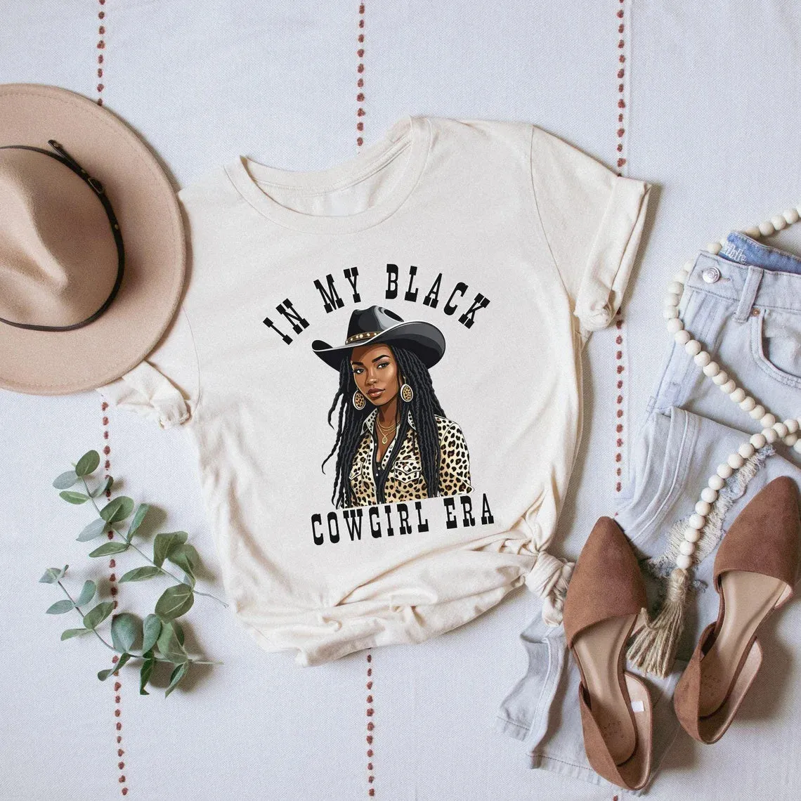 In My Black Cowgirl Era Crew Neck Short Sleeve Cotton T-shirt