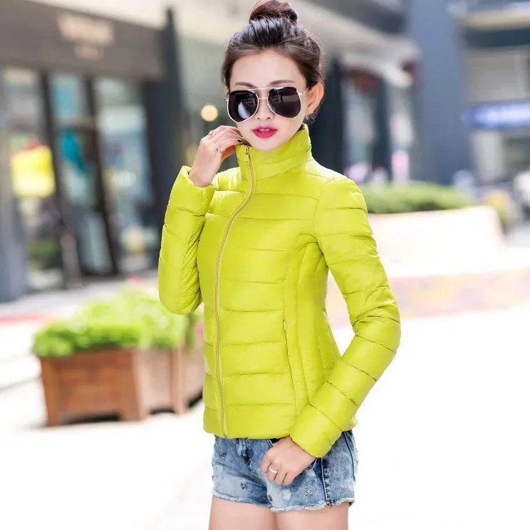 Jacket Women Basic Coat Female Cotton Stand Casual Slim Short Padded Jacket