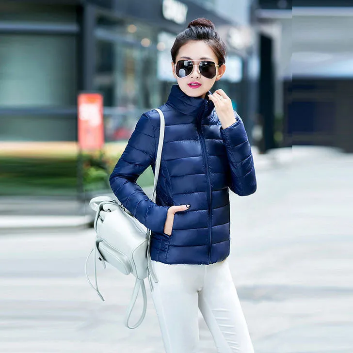Jacket Women Basic Coat Female Cotton Stand Casual Slim Short Padded Jacket