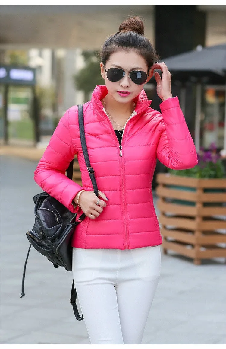 Jacket Women Basic Coat Female Cotton Stand Casual Slim Short Padded Jacket