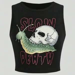 JazzHer Casual Harajuku Grunge Crop Tops Letters Printed Baby Tank Emo girl Y2k Style Aesthetics Women Vintage Sleeveless Tank Tops Goth