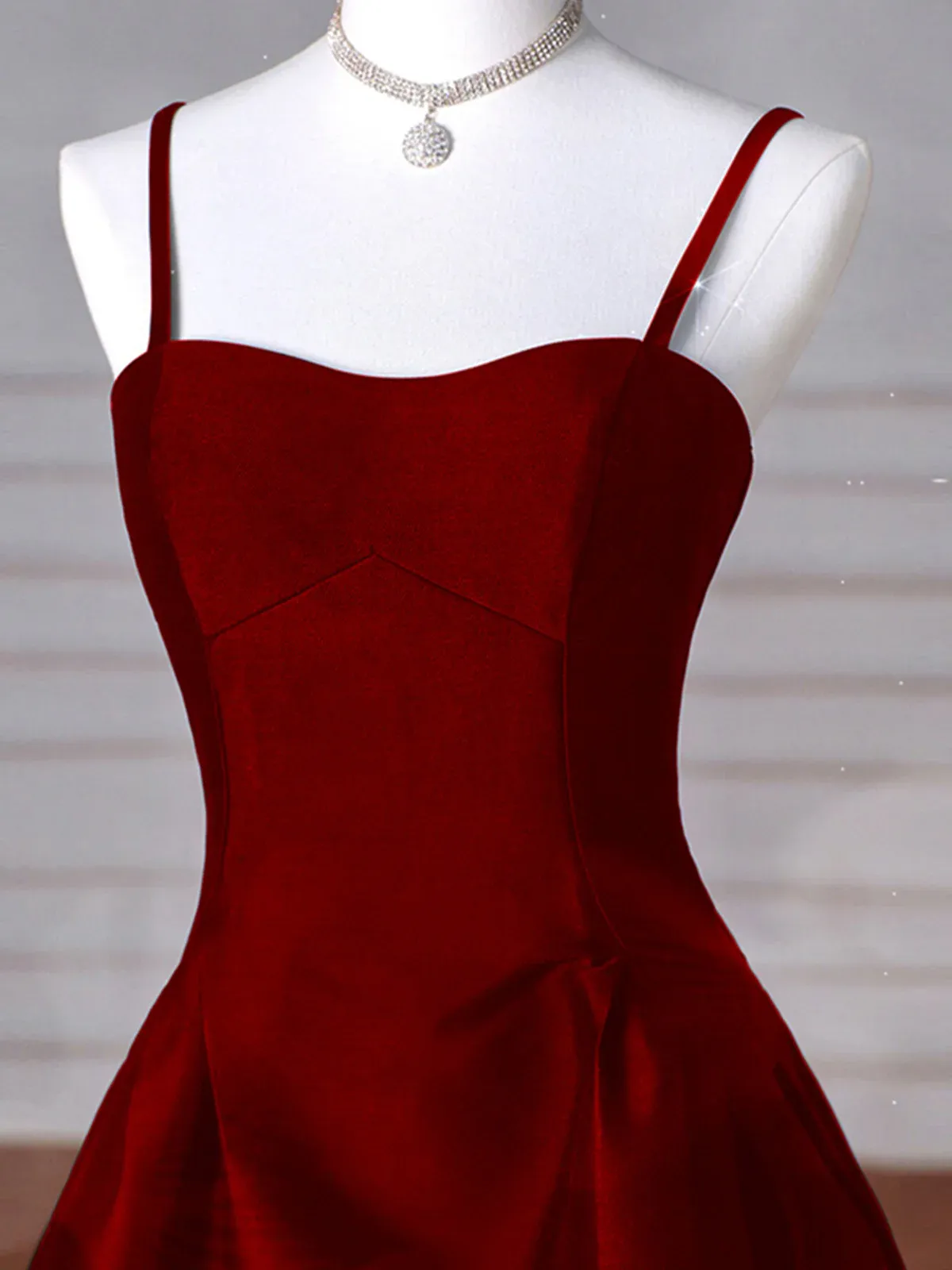 JazzHer Sexy Wine Red A-Line Straps Satin Long Burgundy Prom Dresses D  (PRE-ORDER)