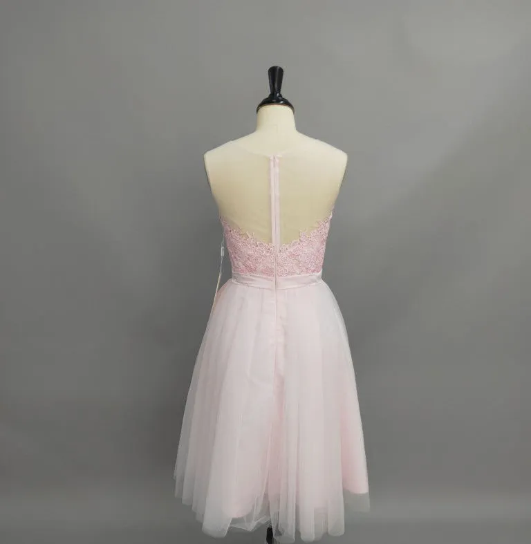 Jewel Sleeveless Short Lace Tulle A-Line Dress
