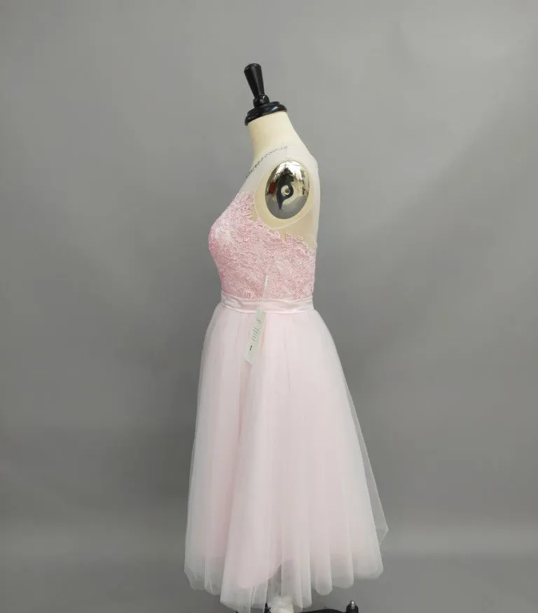 Jewel Sleeveless Short Lace Tulle A-Line Dress